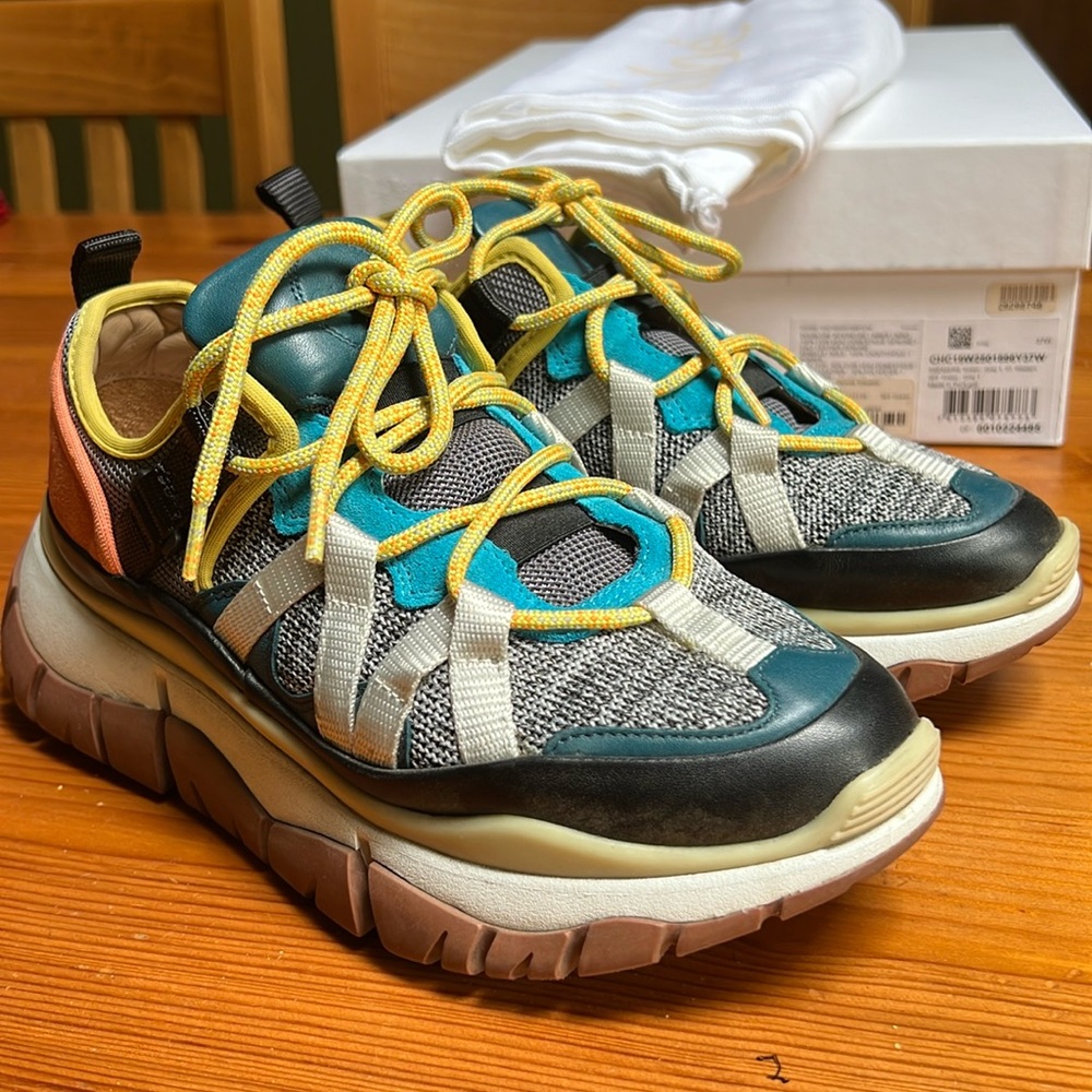 Chloe Colorblock Pattern Sneakers, size 37